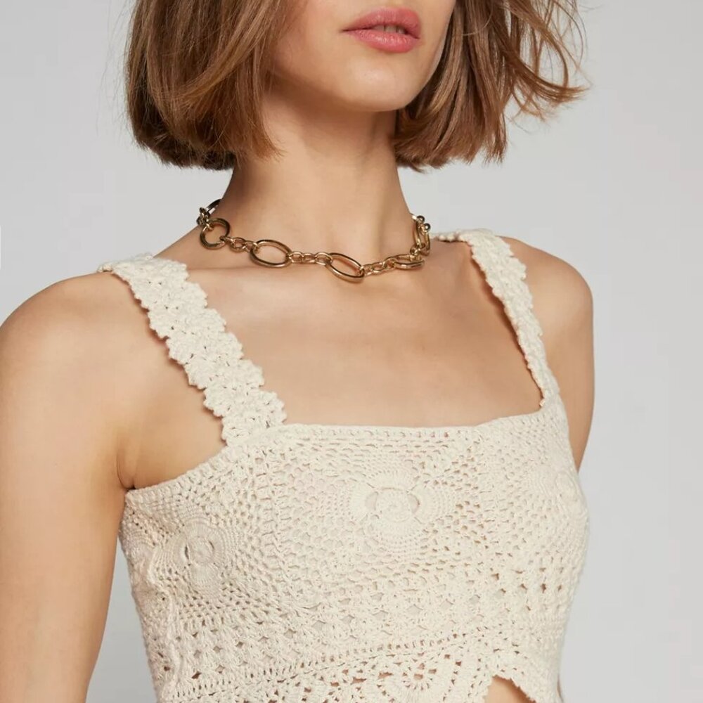Every Women’s White Crochet Knit Crop Top Size Medium